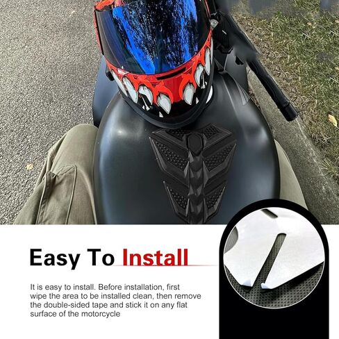 Motorcycle Tank Pad, Fishbone 3D Motorcycle Tank Protector, Waterproof Scratch-resistant Gas Decals, Universal Modifications Accessories (Black) in Saudi Arabia