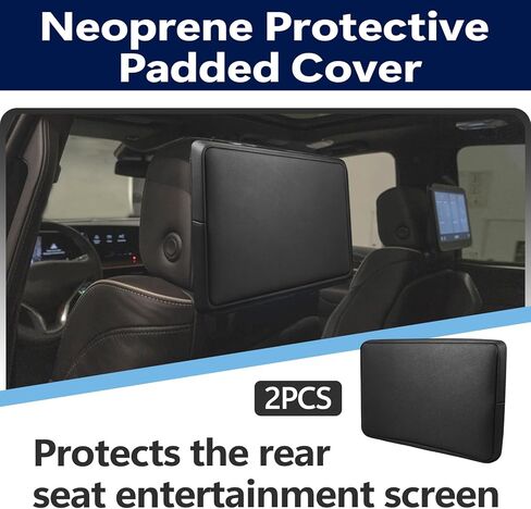 2PCS Neoprene Protective Padded Cover Fit for 2021-2026 Cadillac Escalade, GMC Yukon, Chevrolet Tahoe Suburban, 1.5mm Neoprene Dust & Impact Shield, Rear Entertainment Screen Covers Washable in Kuwait