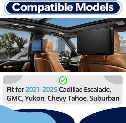 2PCS Neoprene Protective Padded Cover Fit for 2021-2026 Cadillac Escalade, GMC Yukon, Chevrolet Tahoe Suburban, 1.5mm Neoprene Dust & Impact Shield, Rear Entertainment Screen Covers Washable in Kuwait