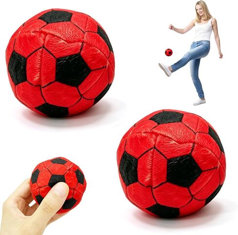 2 Pack Soccer Footbag Ball, Soft Plush Kick Bag Toy for Foot Coordination and Juggling Practice, Soccer Style Foot Skill Training Ball for Indoor Outdoor Fun (Red) in Kuwait