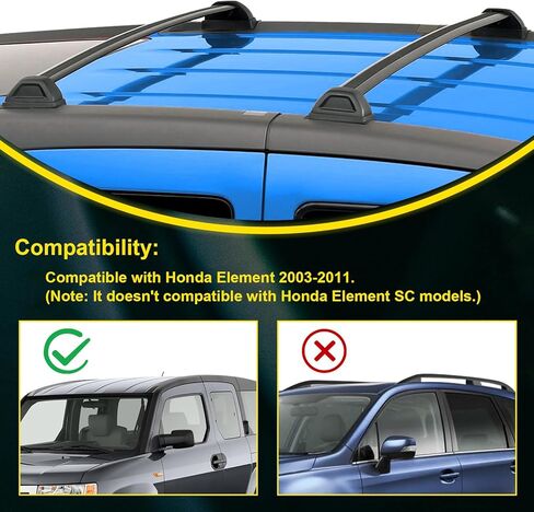Roof Rack Cross Bars Compatible with Honda Element 2003-2011, Load-Bearing Capacity 165LBS, Roof Luggage Carrier Crossbars Suitable for Carrying Luggage/Kayaks/Bicycles/Canoes (2Pcs) in Kuwait