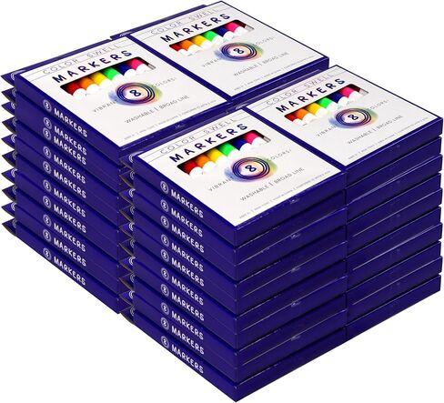 Color Swell Washable Markers Bulk Pack, 8 Vibrant Colors, Broad Line, Non-Toxic, 40 Sets (320 Total Markers), Ages 3+ in Kuwait