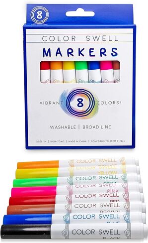 Color Swell Washable Markers Bulk Pack, 8 Vibrant Colors, Broad Line, Non-Toxic, 40 Sets (320 Total Markers), Ages 3+ in Kuwait