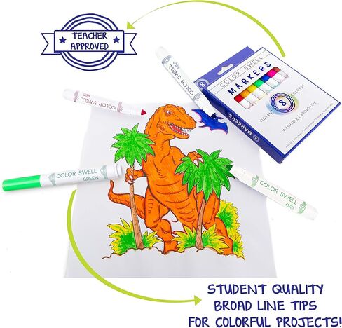 Color Swell Washable Markers Bulk Pack, 8 Vibrant Colors, Broad Line, Non-Toxic, 40 Sets (320 Total Markers), Ages 3+ in Kuwait