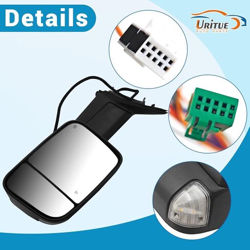 Passenger Side Tow Mirror Fits for Ram 2500 3500 2019-2022 for Ram 4500 5500 2019-2020 W/Blind Spot Support Power Glass Adjust/Heated with Turn Signal & Puddle & Driving Light Manual Folding in Kuwait