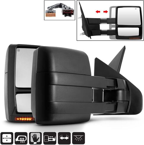 ACANII - قوة تصغير + حرارة + إشارة LED + مرآة جانبية لقطر البركة للسائق + الركاب 2004-2014 Ford F150 04-14 in Kuwait