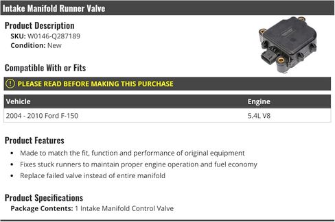 صمام عداء مشعب السحب لقطع غيار السيارات في السوق - متوافق مع 2004-2010 Ford F-150 5.4L V8 in Kuwait