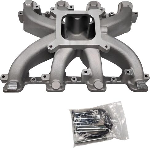 Carbureted Intake Manifold Aluminum Single Plane 300-132 Compatible with Chevy Small Block SBC 1997-2007 fit for GM LS1/LS2/LS6 V8 4.8L 5.3L 5.7L 6.0L Intake Manifold 300-132 Silver in Saudi Arabia