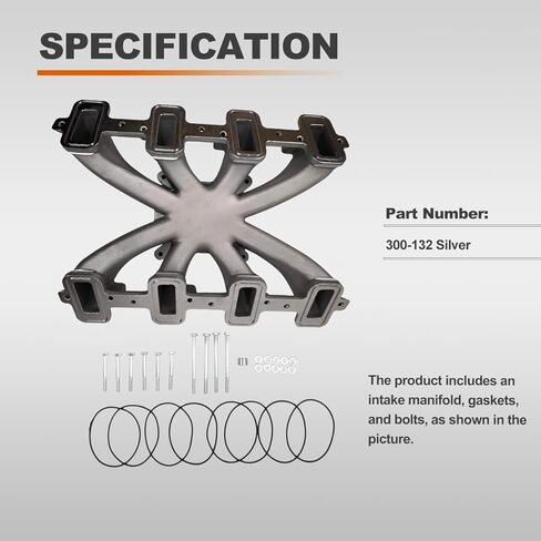 Carbureted Intake Manifold Aluminum Single Plane 300-132 Compatible with Chevy Small Block SBC 1997-2007 fit for GM LS1/LS2/LS6 V8 4.8L 5.3L 5.7L 6.0L Intake Manifold 300-132 Silver in Saudi Arabia