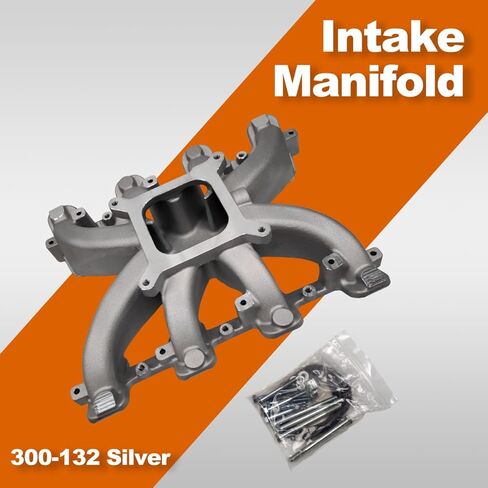 Carbureted Intake Manifold Aluminum Single Plane 300-132 Compatible with Chevy Small Block SBC 1997-2007 fit for GM LS1/LS2/LS6 V8 4.8L 5.3L 5.7L 6.0L Intake Manifold 300-132 Silver in Saudi Arabia