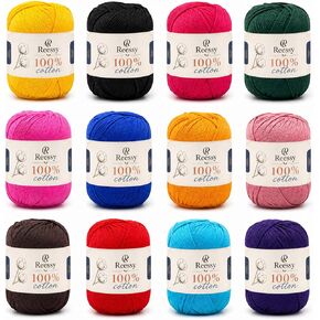 Pure Cotton Yarn for Crocheting, 12 Color of 45g/1.59oz 160m/175Yards (1920m/2100Yards Total) # 2 Sport Weight Soft Cotton Crochet Yarn for Baby Clothes, Knitting & DIY Crafts(B) in Saudi Arabia