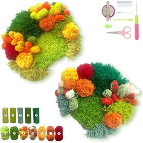 msamiagfn Latch Hook Kits for Adults Beginners with 3D Moss Design Coasters- DIY Craft Hobbies for Women(2 Pack) in Kuwait