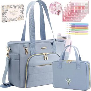 Large Bible Bag for Women, 2-in-1 Bible Tote with Detachable Embroidered Bible Cover & Study Supplies, Church Bible Study Bag, Gift-Ready Christian Gift for Women (Pink) in Saudi Arabia