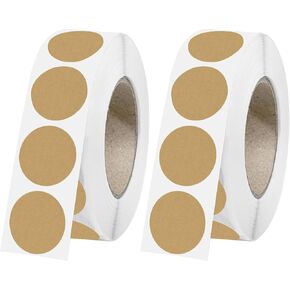 2000 PCS 0.5 Inch Kraft Dot Stickers, 2 Rolls Round Color Coding Labels, Easy Peel No Residue Writable Circle Stickers for Toddlers, Classroom, Office, DIY Crafts in Kuwait