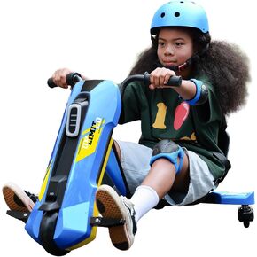 Electric Go Kart for Kids Ages 6-12 - 24V Drifting Go Cart Shift - 360° Spin, Twist Grip, Stepless Speed, Max 6 MPH, 3 Adjustable Seat, Music, Drift Kart for Riders up to 132 lbs, Blue in Saudi Arabia