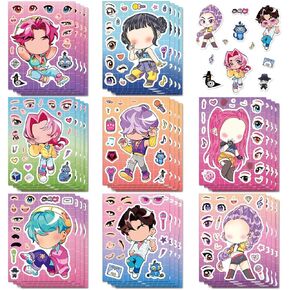 24Sheets Make a Face Demon Movie Hunters Sticker Make Your Own Korean Idol Cartoon Movie Stickers for Teens Sticker Play Set Fantasy Teens and Crafts Activity Party Favor Supplies Craft (De) in Saudi Arabia