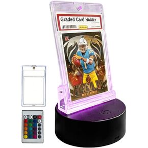 Trading Card Light Up Base with 35Pt PSA Magnetic Graded Card,LED Light Display Base for PSA Graded Card,35Pt Magnetic Card,Top Loaders,16 LED Colors,Light Up Card Sleeve Display Stand (1, Black) in Saudi Arabia
