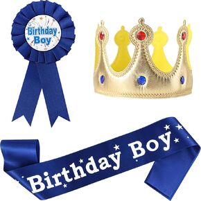 Birthday Boy King Crown Party Set, Birthday Boy Crown Hat, Decorations, Sash, Pin Accessory for Photo Props and Decorations at Boys' Theme Party in Saudi Arabia