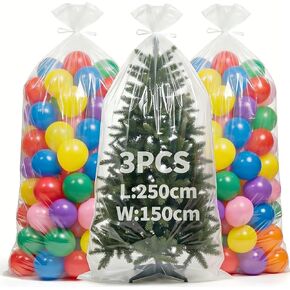 Zplontya 3 Pack Extra Large Balloon Bags for Transport – 98.4 x 59 Inches Reusable Clear Plastic Bags for Balloon Storage, Christmas Tree Storage, Party Supplies & More in Saudi Arabia