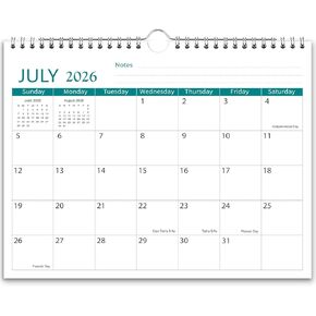 2026-2027 Calendar - 18 Monthly Calendar from July 2026 - December 2027, 8.5'' x 11'', 2026-2027 Small Wall Calendar, Twin-Wire Binding + Hanging Hook + Thick Paper in Saudi Arabia
