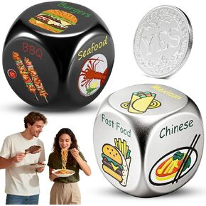 Food Dice - Aluminum Alloy Food Decision Dice and Coin Set, Colorful Date Night Food Decision Dice，Anniversary Birthday Wedding Funny Gifts in Saudi Arabia