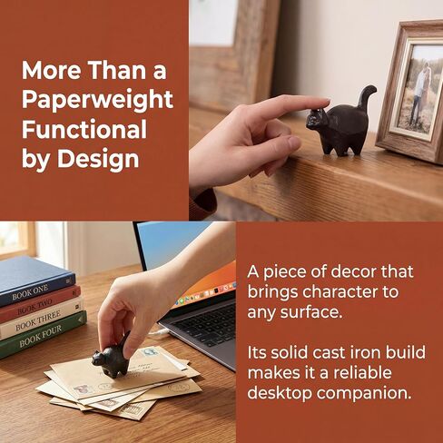 Covzoe 3 Pieces 2" Cat Paper Weight, Decorative Cast Iron Animal Figurine for Desk, Small Adorable Cats Sculpture Jewelry Ring Holder for Home Office in Kuwait