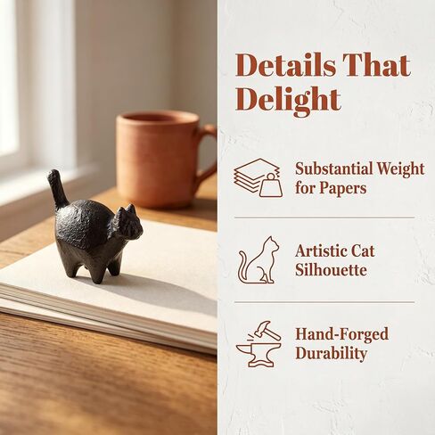 Covzoe 3 Pieces 2" Cat Paper Weight, Decorative Cast Iron Animal Figurine for Desk, Small Adorable Cats Sculpture Jewelry Ring Holder for Home Office in Kuwait