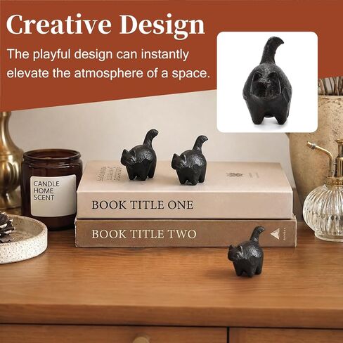 Covzoe 3 Pieces 2" Cat Paper Weight, Decorative Cast Iron Animal Figurine for Desk, Small Adorable Cats Sculpture Jewelry Ring Holder for Home Office in Kuwait