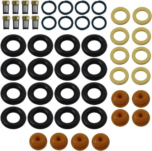 8 مجموعات 0280150943 مجموعات ختم حاقن الوقود لسيارة Ford F-150 1990-1996 V8 5.0L - حلقات O، أغطية عمود الدوران، فواصل الختم وسلال الفلتر متضمنة in Kuwait