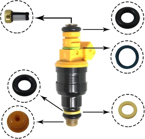 8 مجموعات 0280150943 مجموعات ختم حاقن الوقود لسيارة Ford F-150 1990-1996 V8 5.0L - حلقات O، أغطية عمود الدوران، فواصل الختم وسلال الفلتر متضمنة in Kuwait