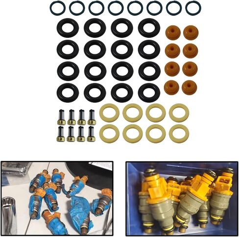 8 مجموعات 0280150943 مجموعات ختم حاقن الوقود لسيارة Ford F-150 1990-1996 V8 5.0L - حلقات O، أغطية عمود الدوران، فواصل الختم وسلال الفلتر متضمنة in Kuwait