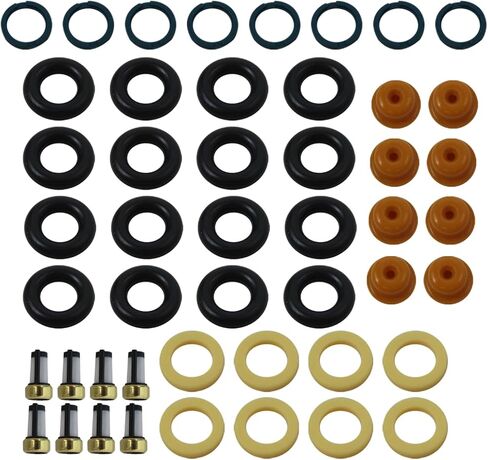 8 مجموعات 0280150943 مجموعات ختم حاقن الوقود لسيارة Ford F-150 1990-1996 V8 5.0L - حلقات O، أغطية عمود الدوران، فواصل الختم وسلال الفلتر متضمنة in Kuwait