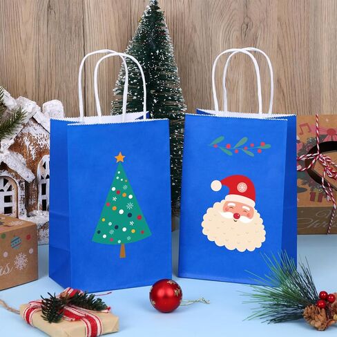 OUTUXED 25pcs 5.25x3.2x8in Blue Paper Bags, Small Blue Gift Bags with Handles Bulk for Shopping, Wedding, Merchandise, Birthday, Business in Saudi Arabia