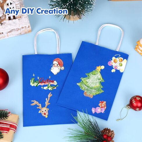 OUTUXED 25pcs 5.25x3.2x8in Blue Paper Bags, Small Blue Gift Bags with Handles Bulk for Shopping, Wedding, Merchandise, Birthday, Business in Saudi Arabia