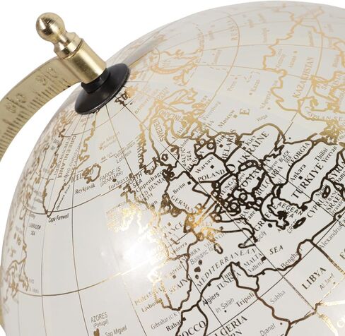 Elegant Globe Accent Display for Home Decor - Modern Metal Stand for Office Desk and Room Decor - Decorative Desktop Globe for Living Room, Shelf, and Coffee Table Styling - 11", White & Gold in Saudi Arabia
