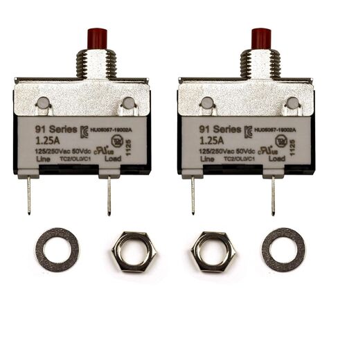 ZOOKOTO 2pack 125/250V AC 50V DC دليل إعادة تعيين زر الضغط على قاطع الدائرة الحرارية 2Amp، حماية الزائد، محطات الاتصال السريع التبديل 2A للمكنسة الكهربائية المستقيمة عصارة اللحوم طاحونة القهوة in Kuwait