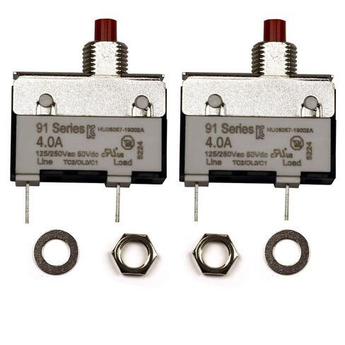ZOOKOTO 2pack 125/250V AC 50V DC دليل إعادة تعيين زر الضغط على قاطع الدائرة الحرارية 2Amp، حماية الزائد، محطات الاتصال السريع التبديل 2A للمكنسة الكهربائية المستقيمة عصارة اللحوم طاحونة القهوة in Kuwait