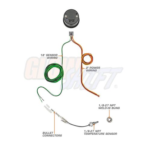 GlowShift Tinted 7 Color 250 F Rear Differential Temperature Gauge Kit - Includes Electronic Sensor - Black Dial - Smoked Lens - for Car & Truck - 2-1/16" 52mm in Kuwait