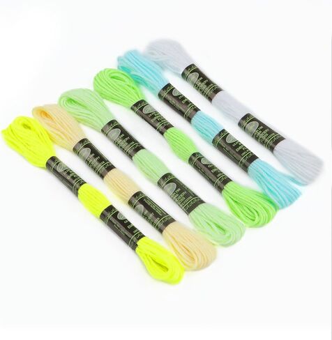 Glow in The Dark Embroidery Floss Glow Thread 24 Skeins(6 Colors*4) 8.74 Yards Per Skein for Embroidery Cross Stitch Friendship Bracelet DIY Handmade in Saudi Arabia