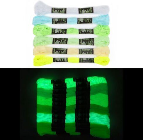 Glow in The Dark Embroidery Floss Glow Thread 24 Skeins(6 Colors*4) 8.74 Yards Per Skein for Embroidery Cross Stitch Friendship Bracelet DIY Handmade in Saudi Arabia