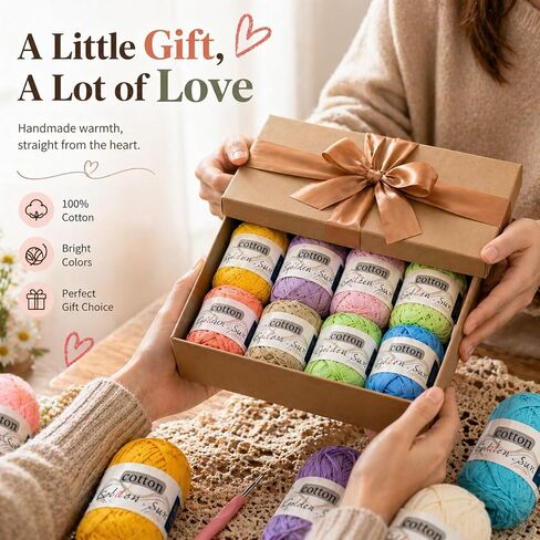 Pure Cotton Yarn for Crocheting, 12 Color of 45g/1.59oz 160m/175Yards (1920m/2100Yards Total) # 2 Sport Weight Soft Cotton Crochet Yarn for Baby Clothes, Knitting & DIY Crafts(B) in Saudi Arabia