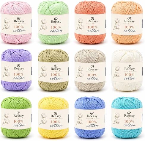 Pure Cotton Yarn for Crocheting, 12 Color of 45g/1.59oz 160m/175Yards (1920m/2100Yards Total) # 2 Sport Weight Soft Cotton Crochet Yarn for Baby Clothes, Knitting & DIY Crafts(B) in Saudi Arabia