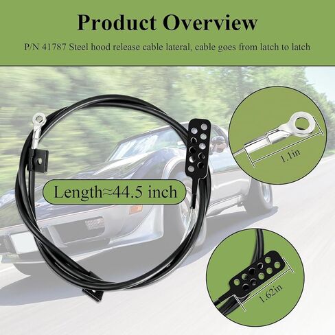 P/N 41787, 304006 Steel Hood Release Cable Lateral Compatible With Chev-rolet C3 Corvette 1978 1979 1980 1981 1982, Cable Goes From Latch to Latch, 1 Pc in Kuwait
