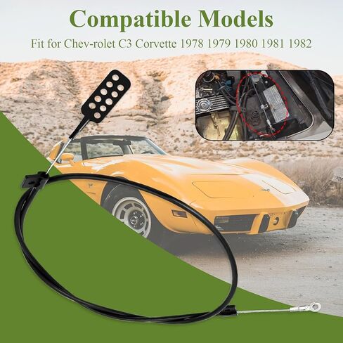 P/N 41787, 304006 Steel Hood Release Cable Lateral Compatible With Chev-rolet C3 Corvette 1978 1979 1980 1981 1982, Cable Goes From Latch to Latch, 1 Pc in Kuwait