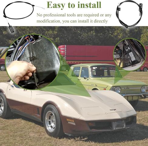 P/N 41787, 304006 Steel Hood Release Cable Lateral Compatible With Chev-rolet C3 Corvette 1978 1979 1980 1981 1982, Cable Goes From Latch to Latch, 1 Pc in Kuwait