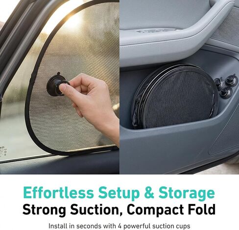 2 PCS Car Window Shades, Heat Insulation Baby Side Window Car Sun Shades, 15" × 25.6" Suction Cup Mesh Sun Protector, Universal for Most Vehicles (Black) in Saudi Arabia
