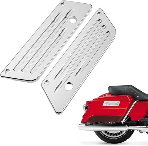 Amazicha Saddlebag Saddlebag مزلاج يغطي الكروم متوافق مع Harley Davidson Touring Street Glide، Electra Glide، Road Glide 1993-2013 in Kuwait