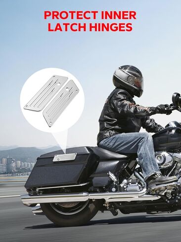 Amazicha Saddlebag Saddlebag مزلاج يغطي الكروم متوافق مع Harley Davidson Touring Street Glide، Electra Glide، Road Glide 1993-2013 in Kuwait