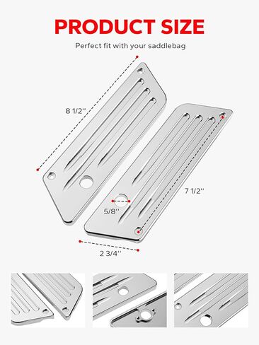 Amazicha Saddlebag Saddlebag مزلاج يغطي الكروم متوافق مع Harley Davidson Touring Street Glide، Electra Glide، Road Glide 1993-2013 in Kuwait