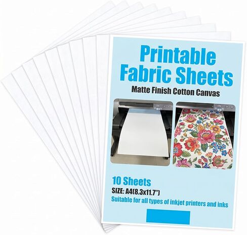 10pcs Printable Fabric Sheets For Inkjet Printers - 8.5x11" Bright White 280gsm Printable Fabric Sheets - Iron On Printer Paper For Fabrics Resistant Photo Art Sketch Printing Media in Saudi Arabia